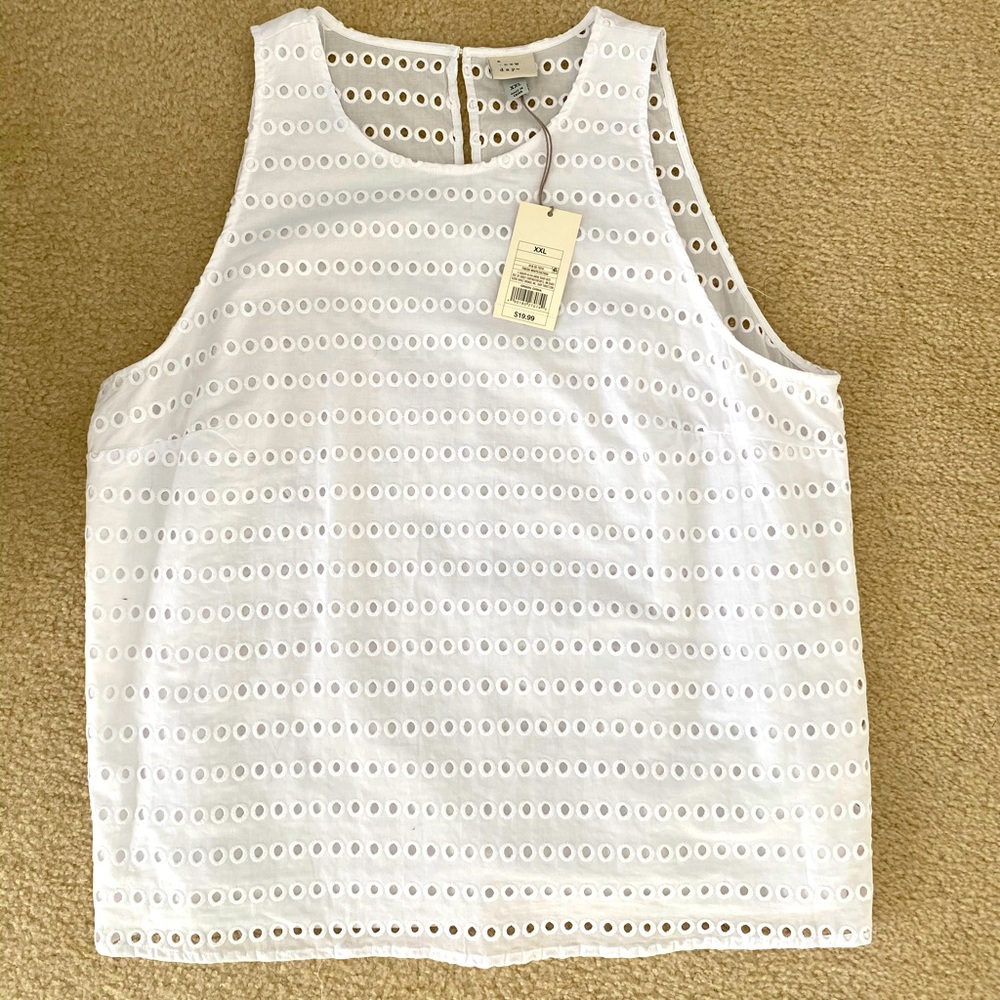 NWT Women’s Dainty White Tank, Sz XXL from A New Day